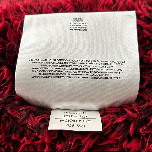 Boy Spyder Red/White/Black Reversible Hooded Ski Jacket with Shaggy Fleece - Picture 14 of 16